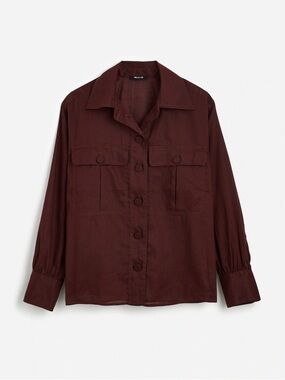 Madewell Ramie and cotton Button-Front blouse in Deep Burgundy woman’s xl